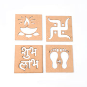 Elegant wooden decorative shapes showcasing spiritual symbols