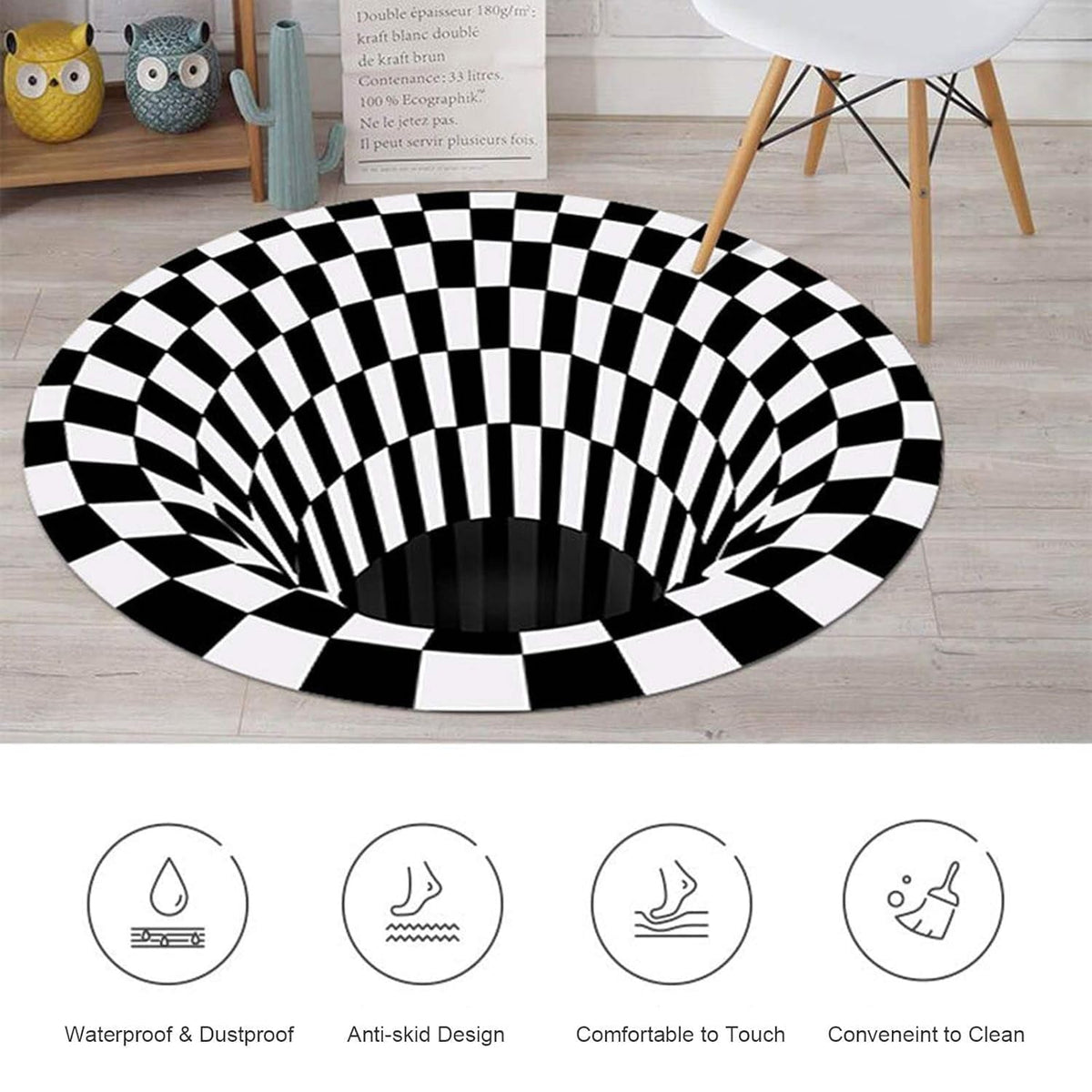 OrbitZone themed 3D space optical illusion rug