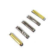 Set of AuriGlam folding nail clippers in various designs, ideal for gifting.