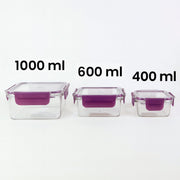 Transparent stackable food storage containers with secure lids