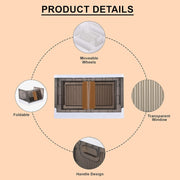 Plastic folding wardrobe organizer with wheels and double doors closed