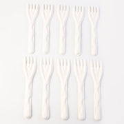 Compostable bagasse forks for picnic and party use, eco-friendly alternative