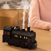 Portable mini humidifier with retro train aesthetic and mist output