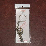 Back side of Jai Dwarkadhish metal keychain showing key ring