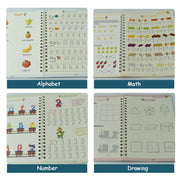 Kid's hand practicing numbers in a Magic Copybook with vanishing ink.