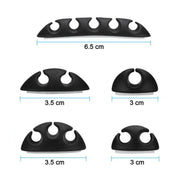 Detailed view of the 10-piece cable organiser clip set, providing solutions for tangled wires.