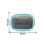 Side view of stainless steel lunch box set