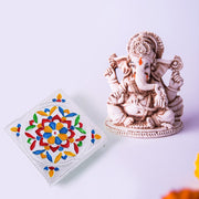 Back view of the Meenakari Wooden Chowki, highlighting its sturdy construction and craftsmanship.