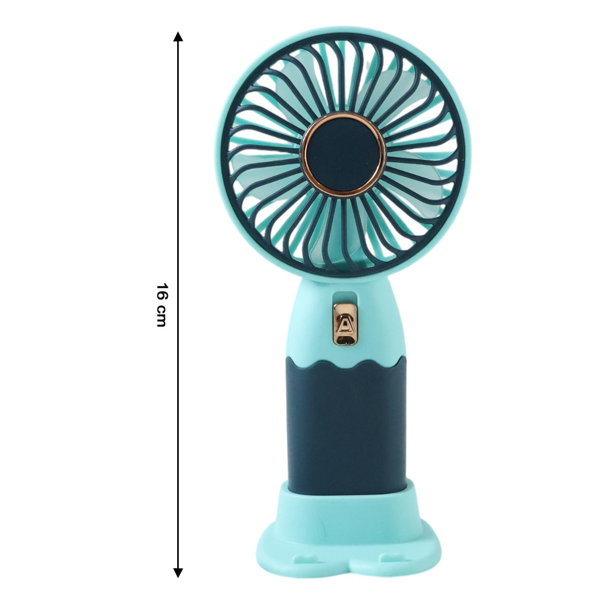 Black rechargeable portable mini fan with USB charging port