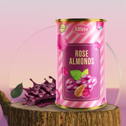 Tin pack of rose coated almonds included in golden rose gift set