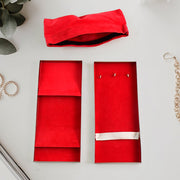Close-up of the red velvet compartments within the lockable Jewellery Storage Box, ideal for organisation.