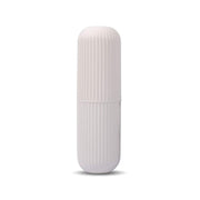 Open capsule travel storage bottle revealing ample space for small items.