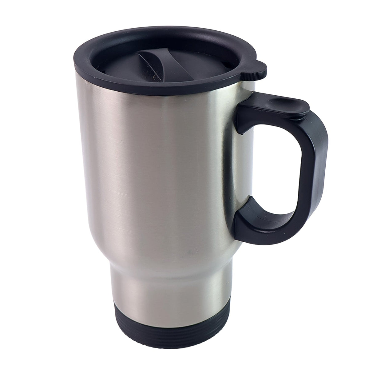 Close-up of the leak-proof lid on the insulated coffee mug, showing easy-open feature.