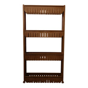 Movable plastic storage rack for kitchen and household use