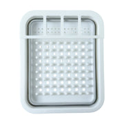 Plastic dish rack organizing plates and utensils