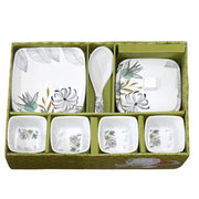 Jiaqi plastic dinner set arranged elegantly on a table, showcasing its design.
