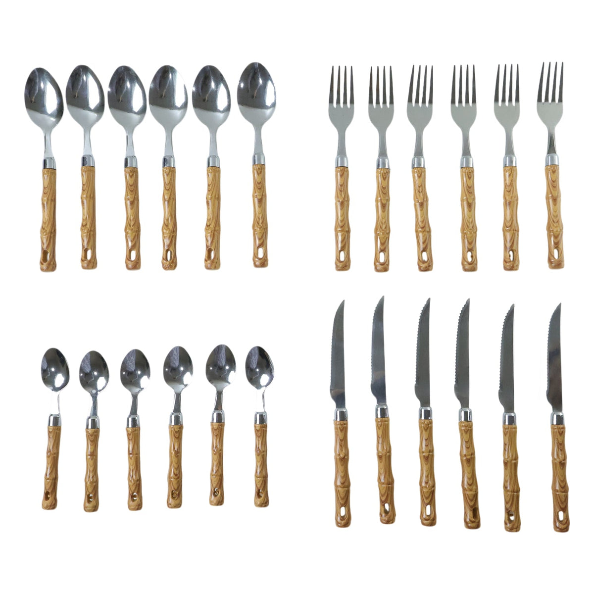 Premium dinner cutlery set with stylish wooden handles