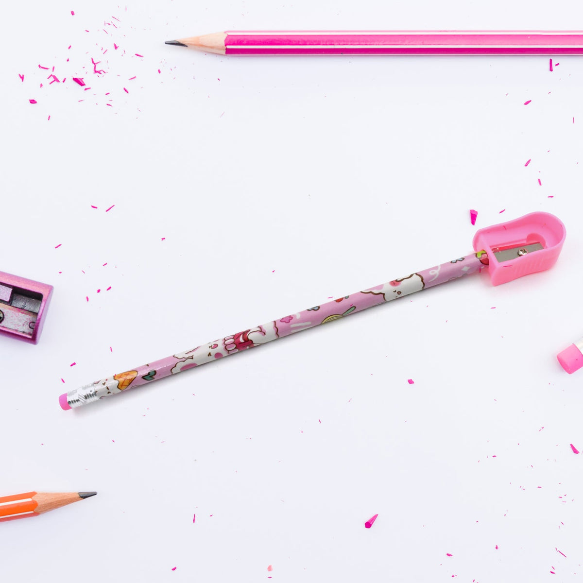 Colorful diary and wooden pencils, essential items in the kids' set.