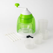 Glacier treats made using manual snow cone maker with hand crank