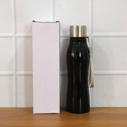 The portable stainless steel water bottle, ready for travel or gym use.