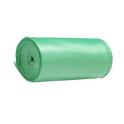 Durable green compostable corn starch garbage bags suitable for kitchen and office use.