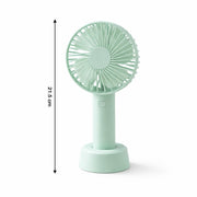 View of the portable fan's battery compartment, indicating it's a rechargeable fan.