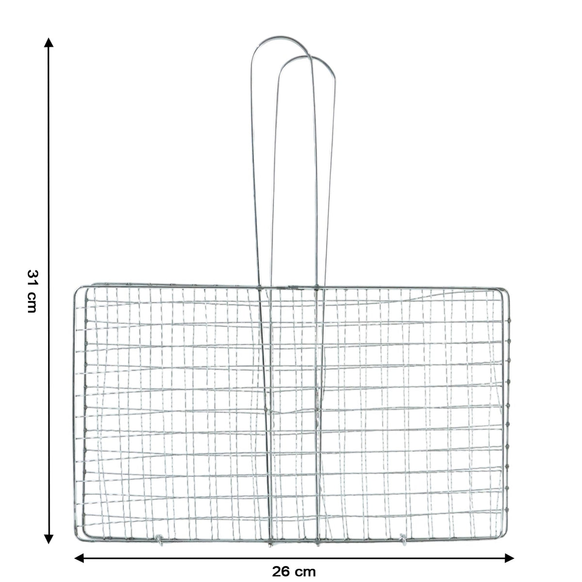 Secure food holding stainless steel grill basket for safe cooking