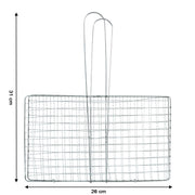 Secure food holding stainless steel grill basket for safe cooking