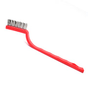 Mini steel scrub brush with an angled handle, ideal for precise rust removal.
