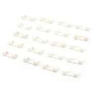 The 20-piece set of plastic cable clips shown in their retail packaging, ready for use.
