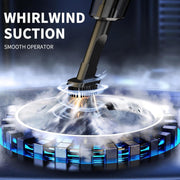 Ergonomic wireless handheld car vacuum cleaner in action, cleaning car seats.