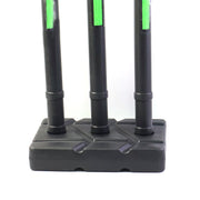 Portable cricket stump kit with freestanding heavy base