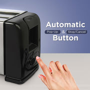 Orbit toaster with two slices perfectly popped up, toast ready
