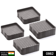 Four-piece refrigerator base stand set for washing machines and appliances.