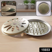 Metal mosquito coil stand with ventilated cover for effective smoke circulation
