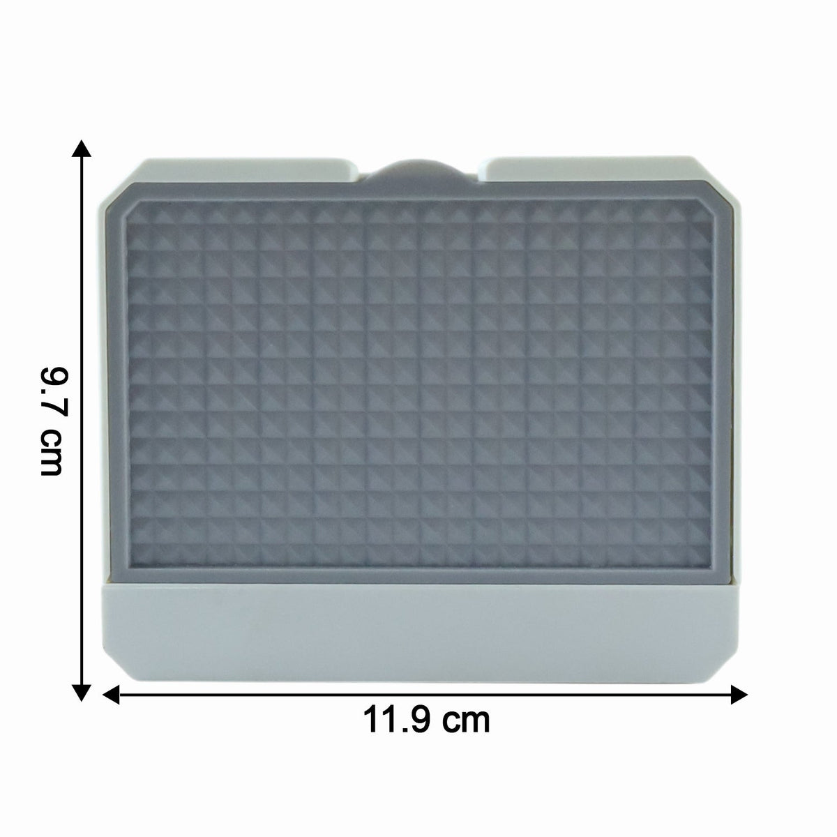 Close-up view of self-draining tray soap holder for wash basins