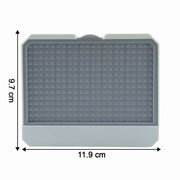 Close-up view of self-draining tray soap holder for wash basins