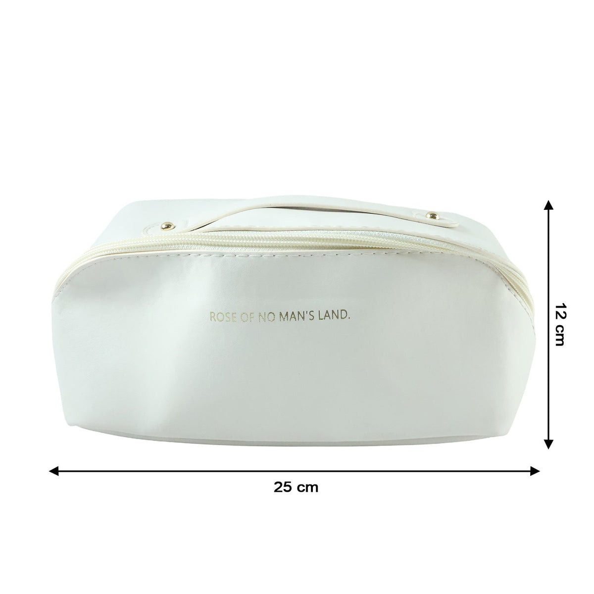 Interior details of travel makeup organizer with compartments for brushes and bottles