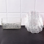 Elegant plastic bowls with textured finish arranged on serving tray