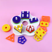 Various colorful geometric shapes designed for toddler stacking sorter puzzle toy