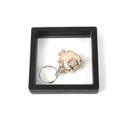 Mini nail clipper keychain in clear showcase with 3D floating effect