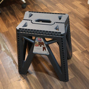 Supermom 18 inch folding stool in outdoor garden setting