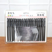 Marker pen set display showing refill sticks alongside the 20 refillable black marker pens