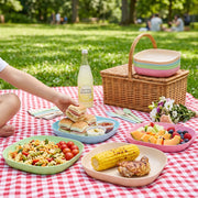 Lightweight plastic snack serving plates set