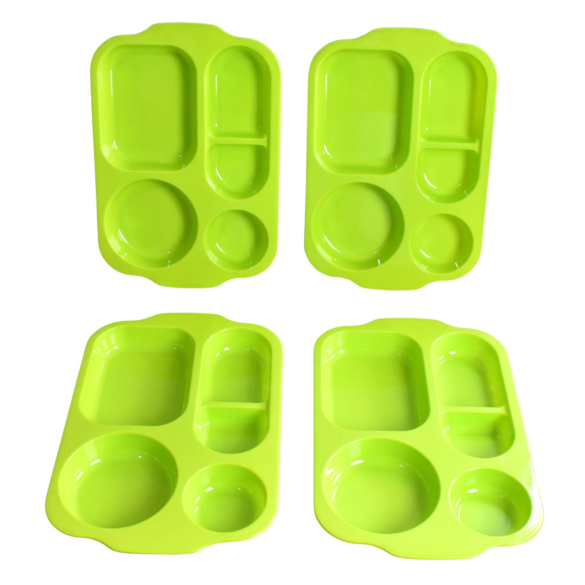 Unbreakable divided plates, ideal for both kids and adults.