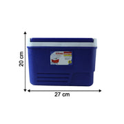 Compact size blue ice cooler box for travel and outdoor activities