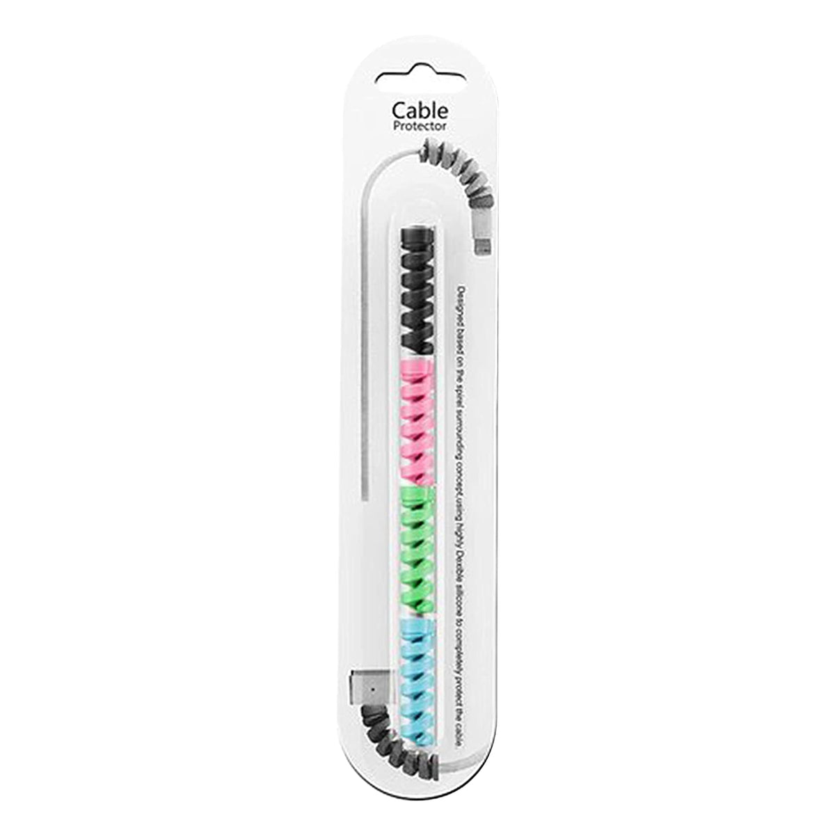 Four spring-style spiral cable protectors effectively extending cable lifespan.