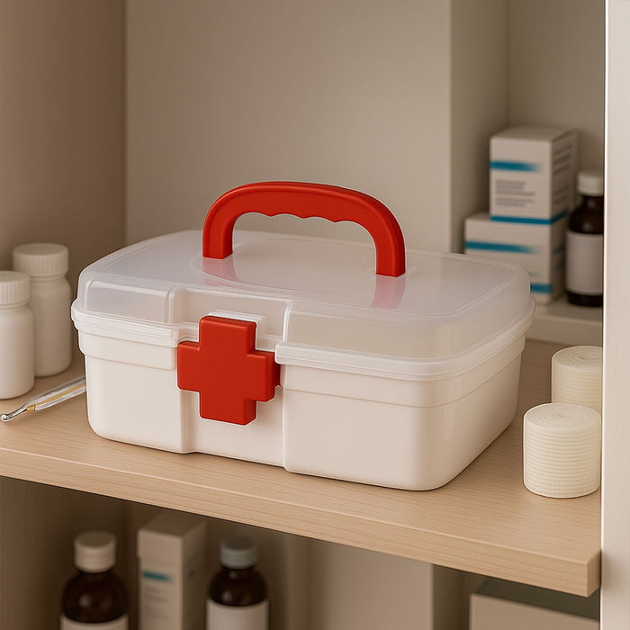 First Aid Box – 3-Compartment Portable Medicine Kit | Organivo