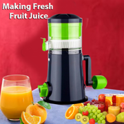 Front view of Ritu compact manual juicer in multicolor design