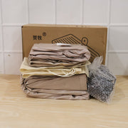 Folded car air mattress with packaging for storage